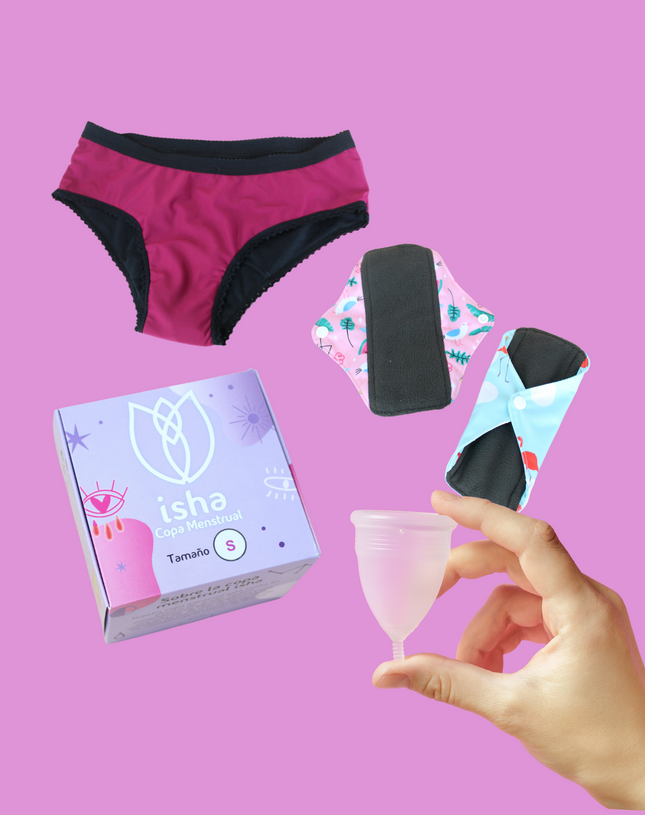 Kit bienestar (Copa menstrual + cacheteros clásicos + pack x 2 toallas)