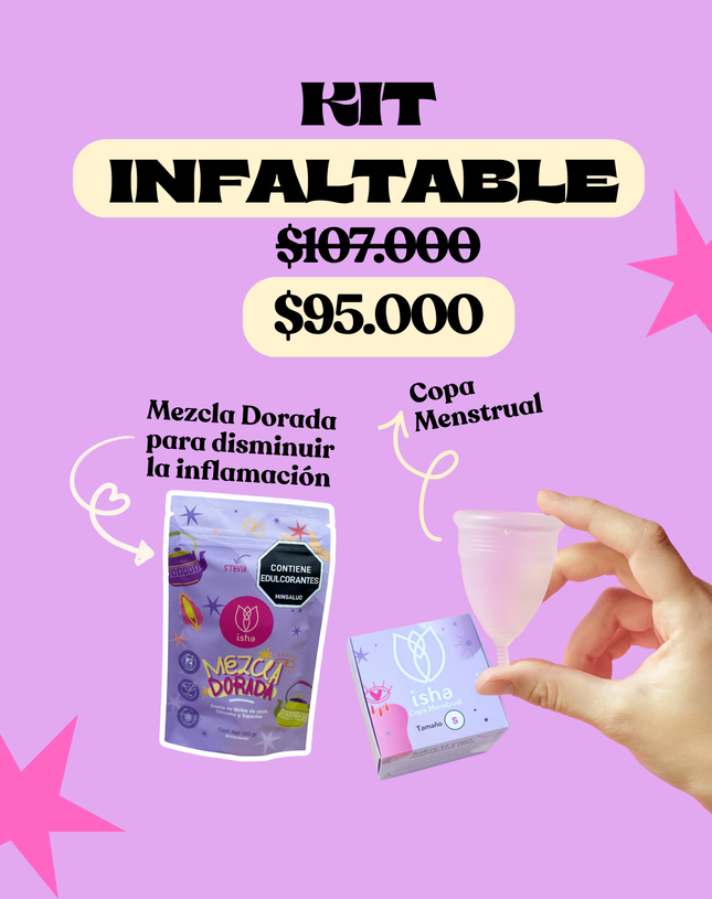 KIT INFALTABLE: COPA MENSTRUAL + MEZCLA DORADA