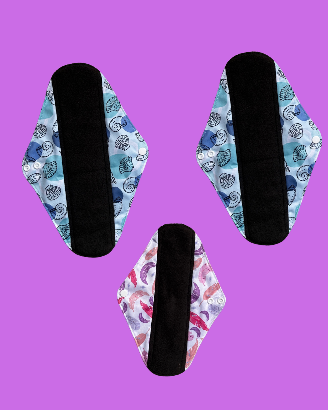 TOALLAS MENSTRUALES KIT NOCHE - Pack x 3 (2Flujo MEGA + 1 Flujo abundante)